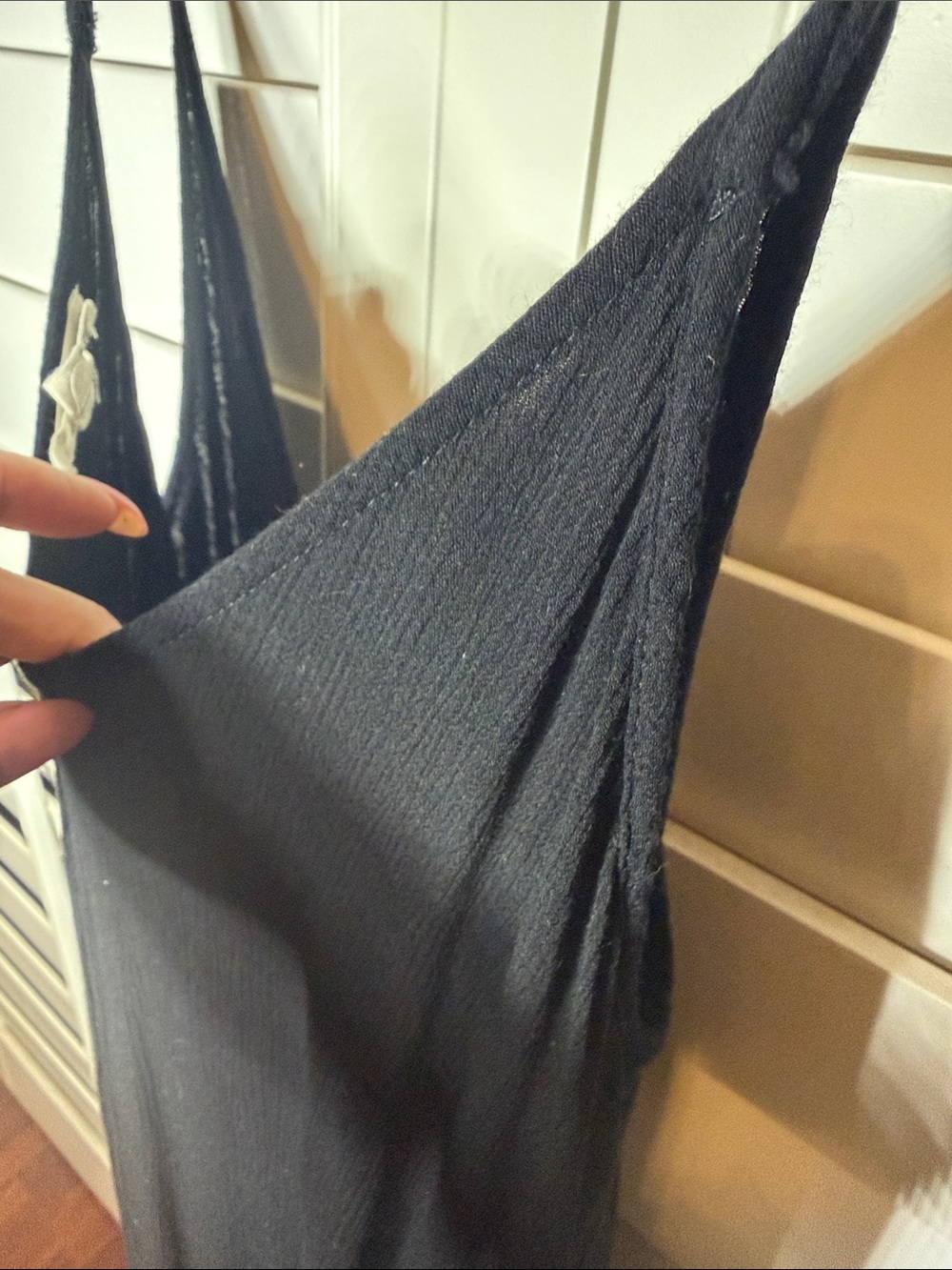 lovestitch Black V-Neck Maxi Slip Dress with Spaghetti Straps - Picture 3 of 3